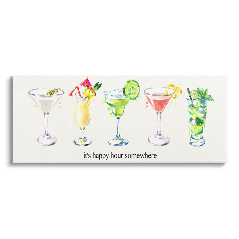 «Happy Hour Somewhere Cocktail», art mural par Susan Jill, H 10 po x l 24 po x P 1,5 po