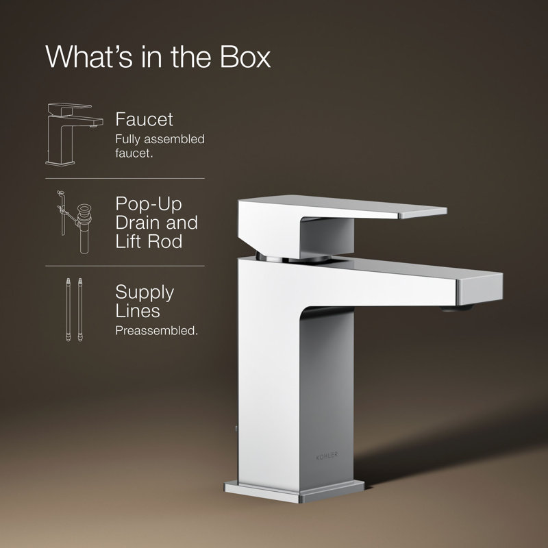 Kohler Honesty Single-Handle Bathroom Faucet with Pop-Up Drain Assembly, One Hole Bathroom Sink Faucet, 1.2 gpm
