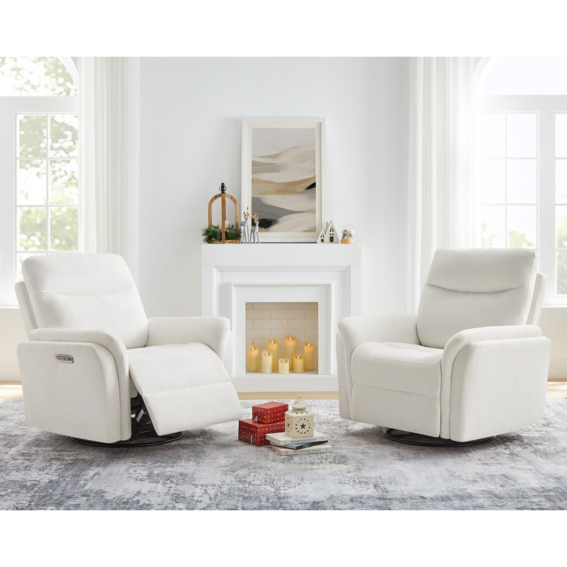 Fauteuil inclinable électrique pivotant pivotant 37 po 3 en 1, ensemble de 2, Blanc