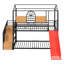 Lit superposé simple au-dessus de simple avec glissière et escalier de rangement, lit mezzanine en forme de maison pour enfants, structure robuste-117982763