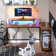 Nedyo 52'' W L-Shaped Computer Desk with Power Outlet, LED Gaming Work Desk with Shelves