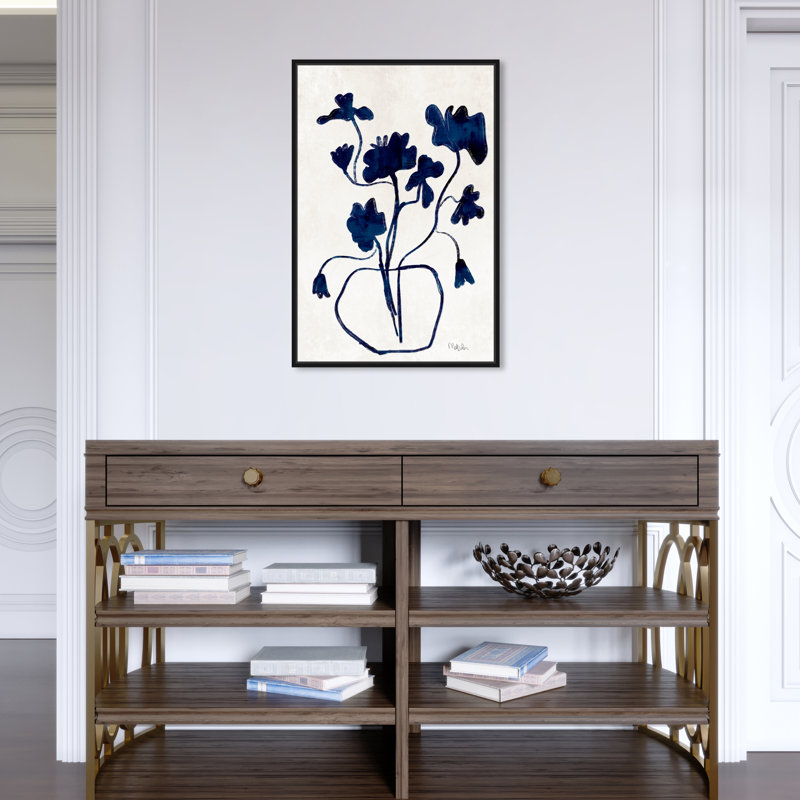 Vase anémone - Impression sur toile, Cadre noir, H 25 po x l 17 po, Noir