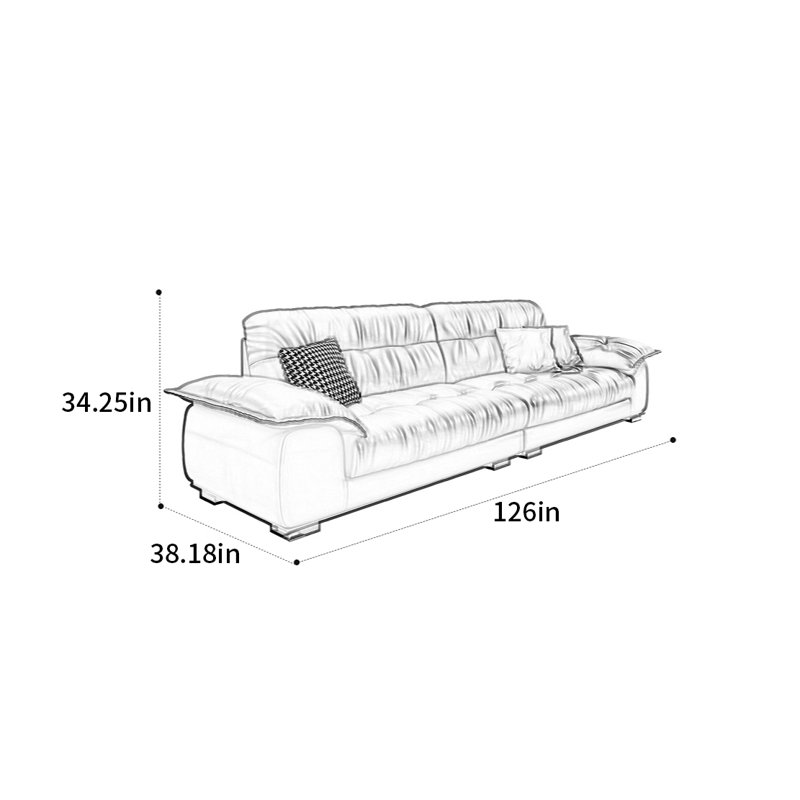 Canapé en nuage italien de style italien, H 34,25 po x l 126 po x P 38,18 po, 5
