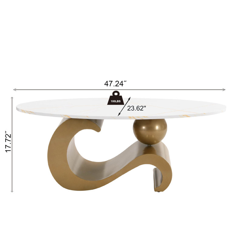 Modern Nesting Coffee Table Set Of 2 End Table For Living Room, Oval And Round Table Set