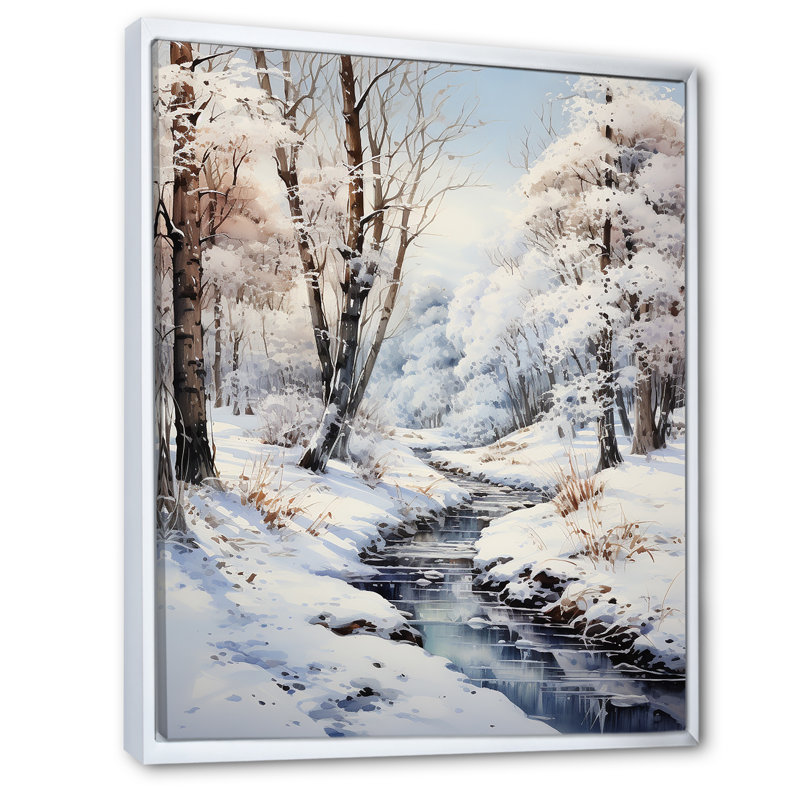 Snow Forest Wonderland - Imprimé, Cadre flottant blanc, H 44 po x l 34 po x P 1,5 po