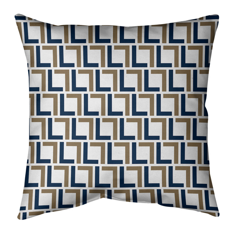 Housse de coussin St Louis, 14 po x 14 po, Faux lin, Gris / bleu marine / brun