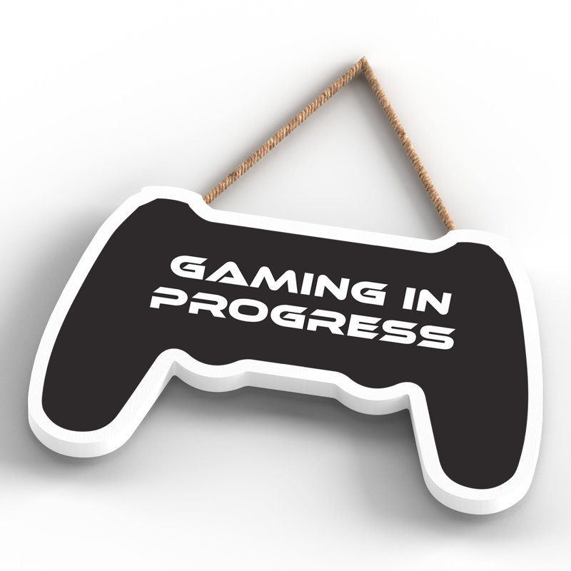 Gaming in Progress Wall Décor Wooden Controller Plaque, Black