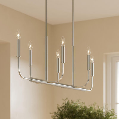 Reines 6-Light Brushed Nickel Linear Chandelier