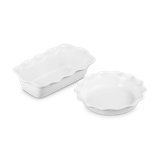 Le Creuset Stoneware Heritage Pie Dish & Fluted Loaf Pan, 9 In. Each, Oyster