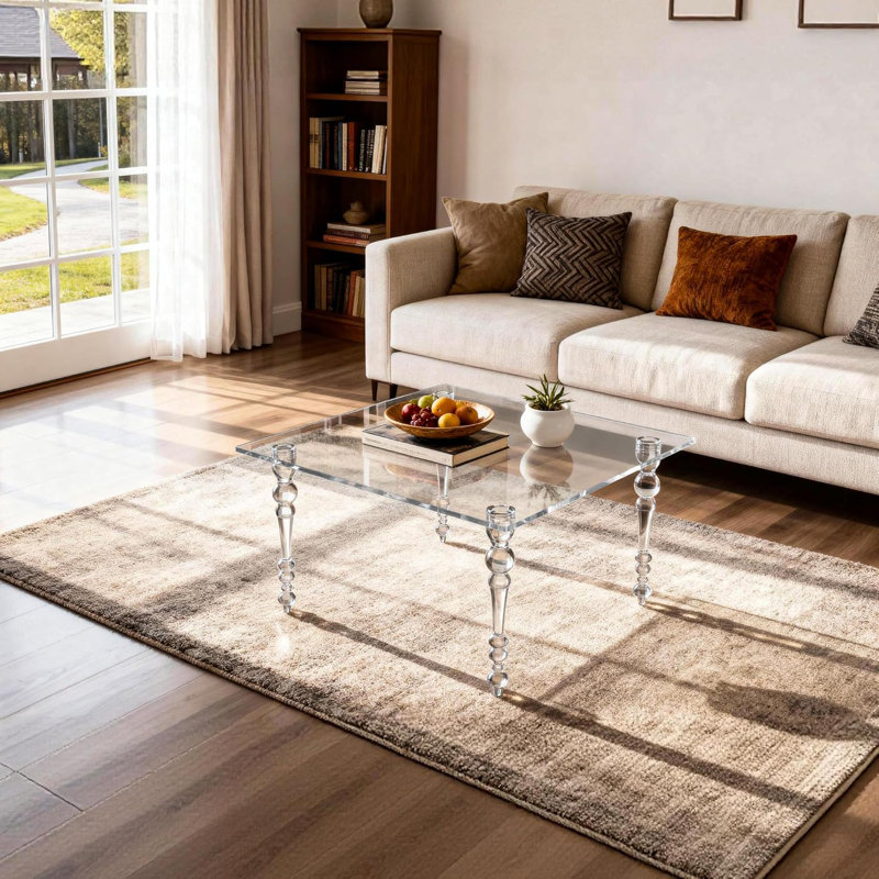 Table basse en acrylique de style moderne Mid-Century pour salon, chambre à coucher, Clear