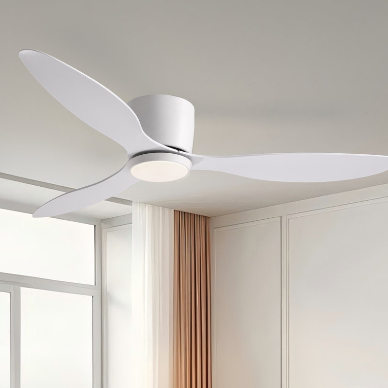 Jamarreon 42''/52'' Flush Mount Dimmable Ceiling Fan with LED Lights and Remote Control, 52"