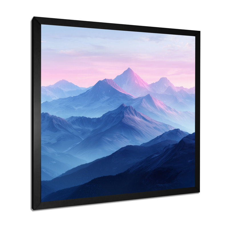 Gilan, montagnes mauves dans la lumière du matin I - montagnes, art mural, H 16 po x l 16 po, Noir, noir, noir, noir
