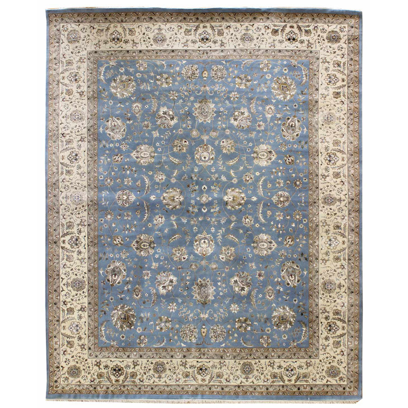 Tapis unique bleu / bleu clair / beige 8 pi x 10 pi Tabriz