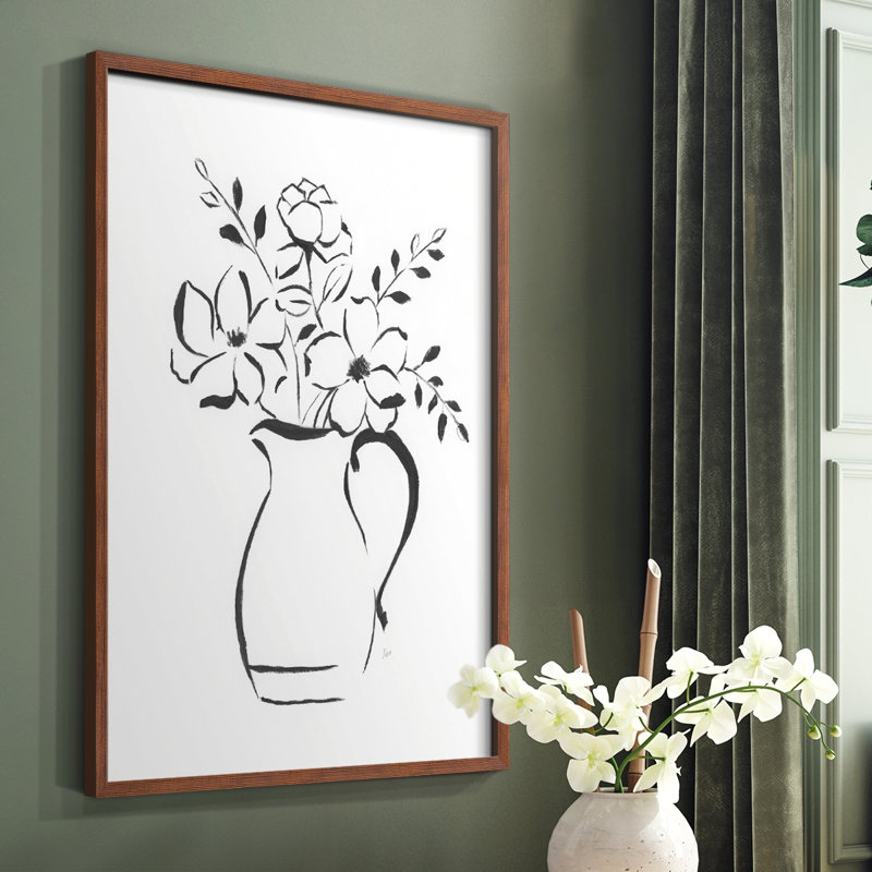 Reproduction d'art encadrée Squety Bouquet II - bois massif, Brun, H 14 po x l 11 po