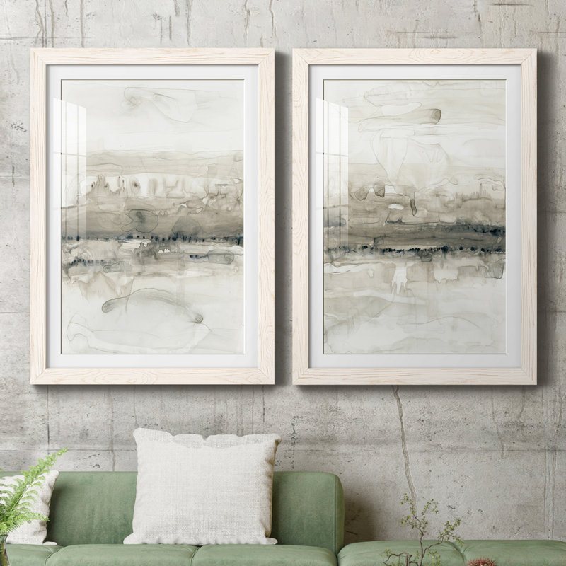 «Gray On The Horizon», reproduction d'art encadrée - prête à être accrochée, H 20 po x l 17 po x P 1 po, Papier encadré blanc