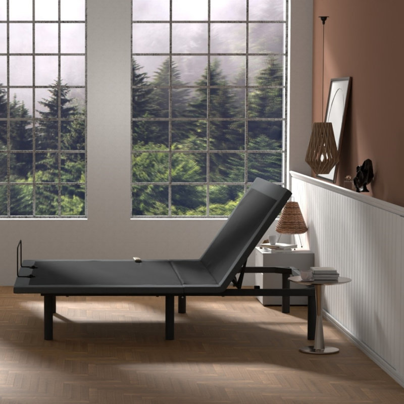 Base de lit simple réglable OS4 noir et gris avec réglages de la tête et du pied
