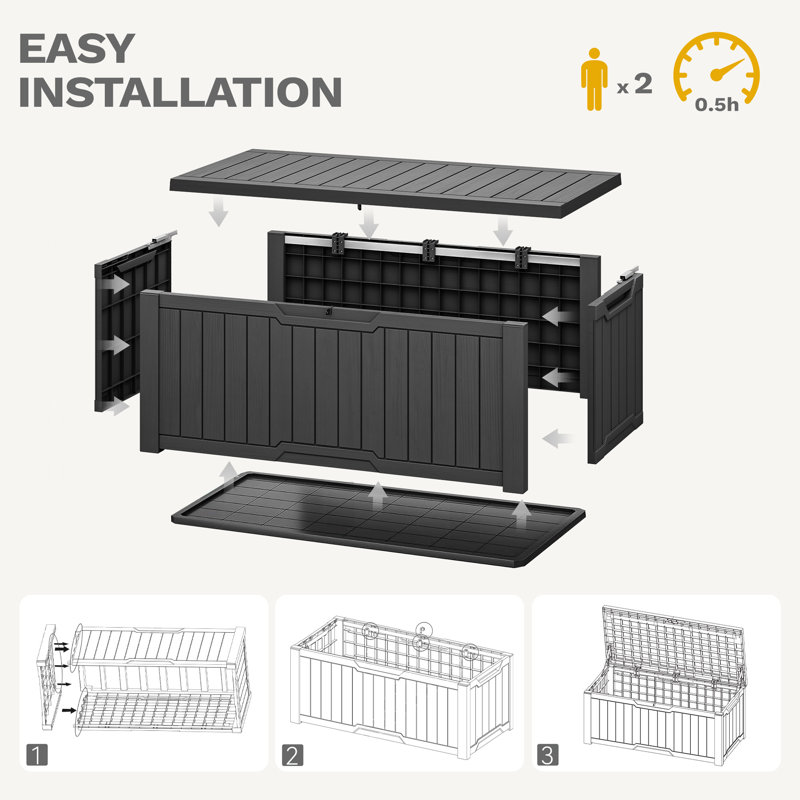 Balconera 143cm W 870L Resin Lockable Deck Box, Grey