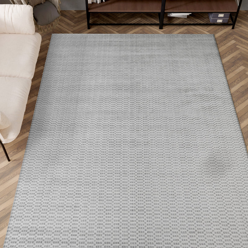 Geometric Area Rug in Gray/White, Rectangle 2' x 3'