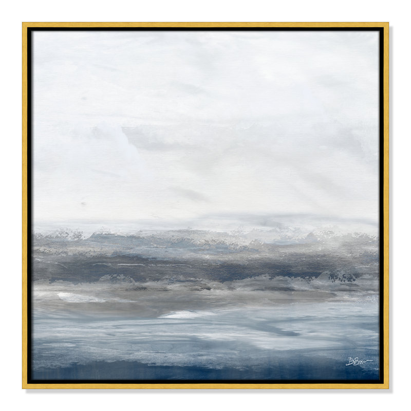 Océan - version carrée par Denise Brown, H 25,5 po x l 25,5 po x P 2 po, Cadre flottant doré, Pas de tapis