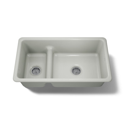 Iron Tones 33" L x 18.75" W Large/Medium Double-Bowl Kitchen Sink