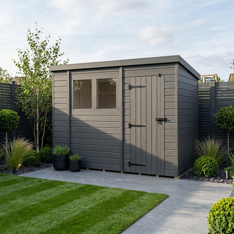 Total Sheds 10ft x 4ft Composite Pent Garden Shed - Single Door - With Windows - EPDM Rubber Roof - UK Manufactured