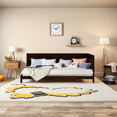  Twin Size Wood Daybed/Sofa Bed, with Wood Slats, Espresso