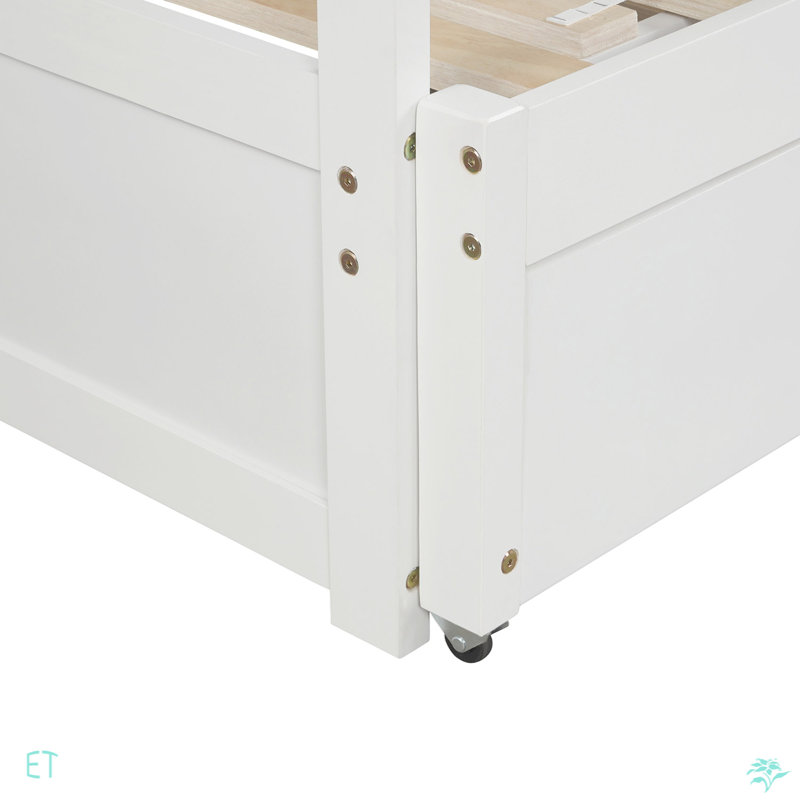 Lit de jour extensible avec couchette, lit de jour en bois avec couchette, Blanc