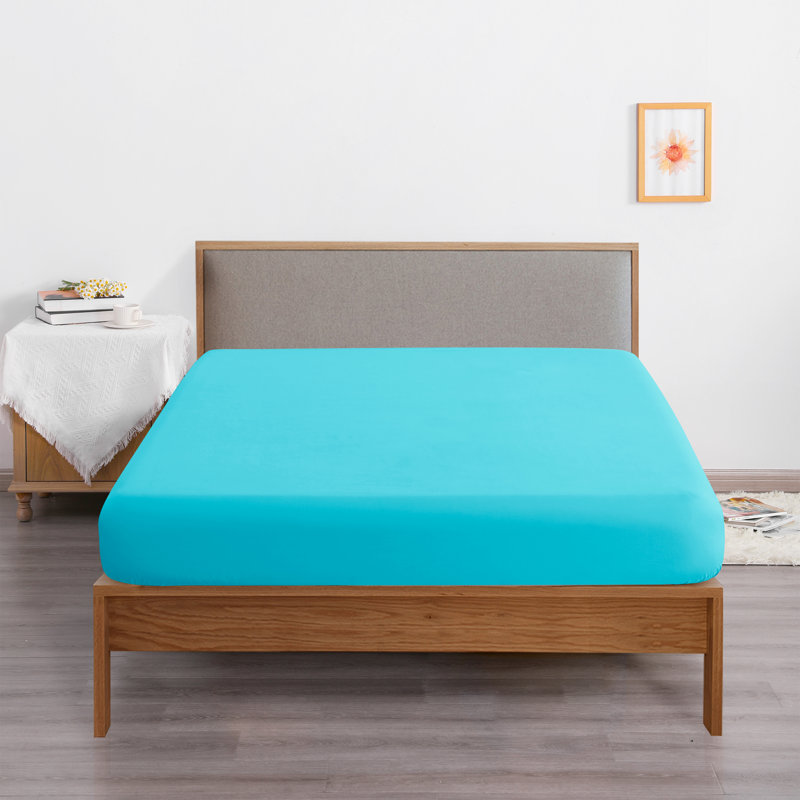 Fitted Bed Sheet Only, 1800 Brushed Microfiber Deep Pocket Fitted Sheet - NTBAY, King Fitted Sheet, Blue