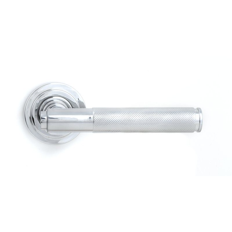 Brompton Lever on Rose Set (Art Deco) - Unsprung, Polished Chrome