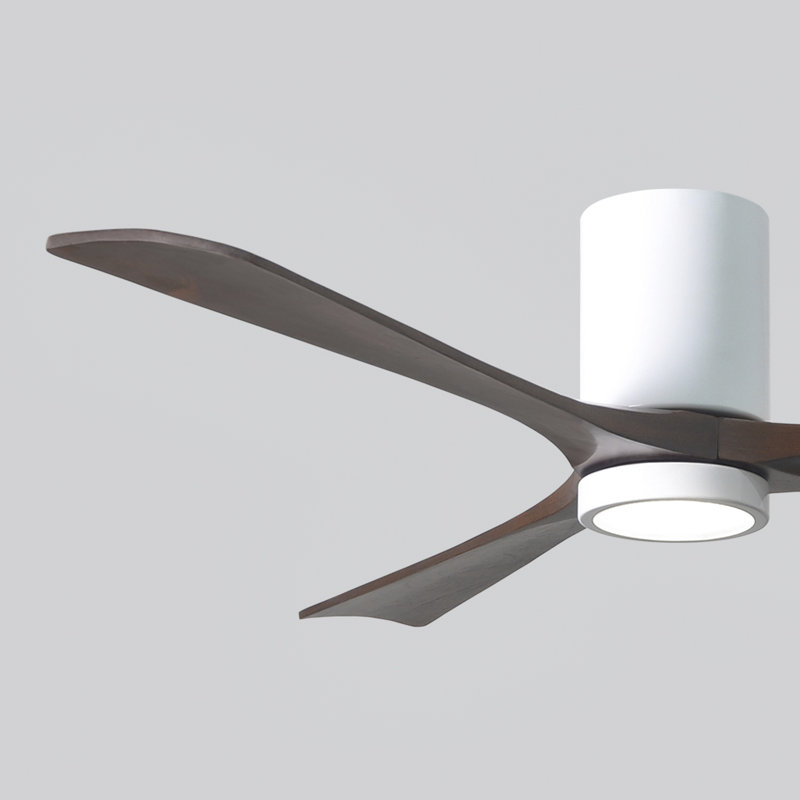 Irene LED Ceiling Fan, Gloss White, Walnut, 60"