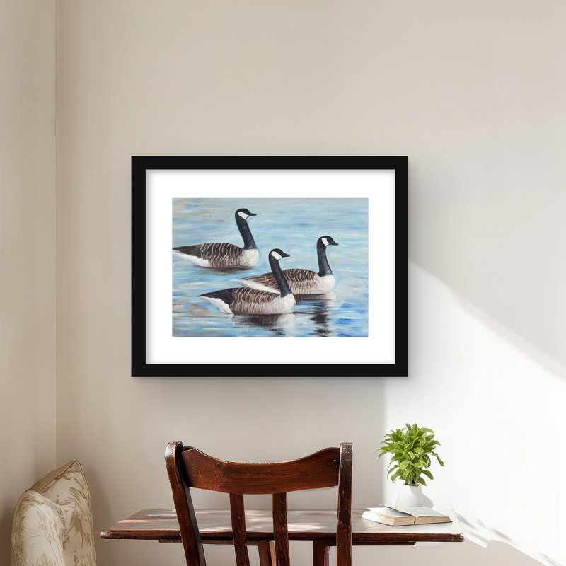 Bernache du Canada dans l'eau - reproduction encadrée rustique pour la maison