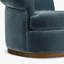 Fauteuil pivotant Gracie à accoudoirs arrondis pour salon, avec base en bois et revêtement en polyester bleu sarcelle.-1267589524