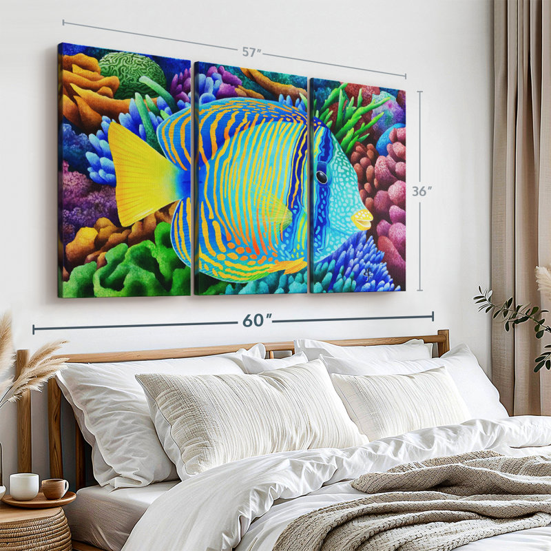 "Sailfin Tang" sur toile, H 36 po x l 57 po x P 1,25 po