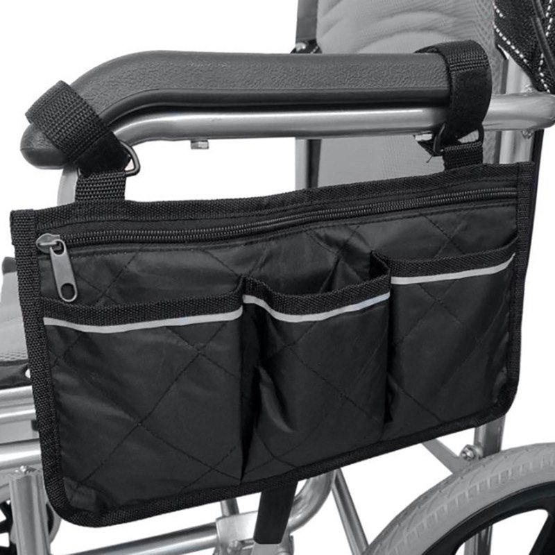Sac de rangement suspendu pour fauteuil roulant, 8.66" H x 7.48" W x 0.79" D, Black