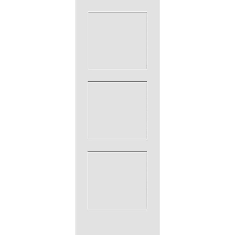Dalle de porte intérieure Shaker apprêtée à 3 panneaux égaux, 36 po x 84 po