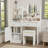 Vanity Table With Mirror And 3 Color Lighting Brightness Adjustable