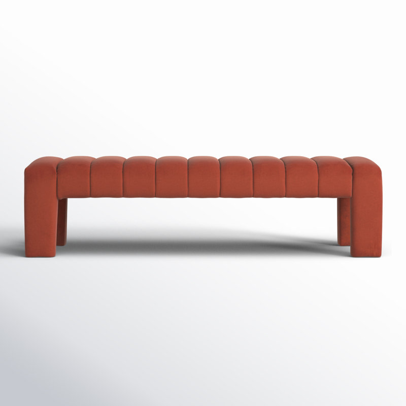 Bellisima Upholstered Bench, Rust Velvet