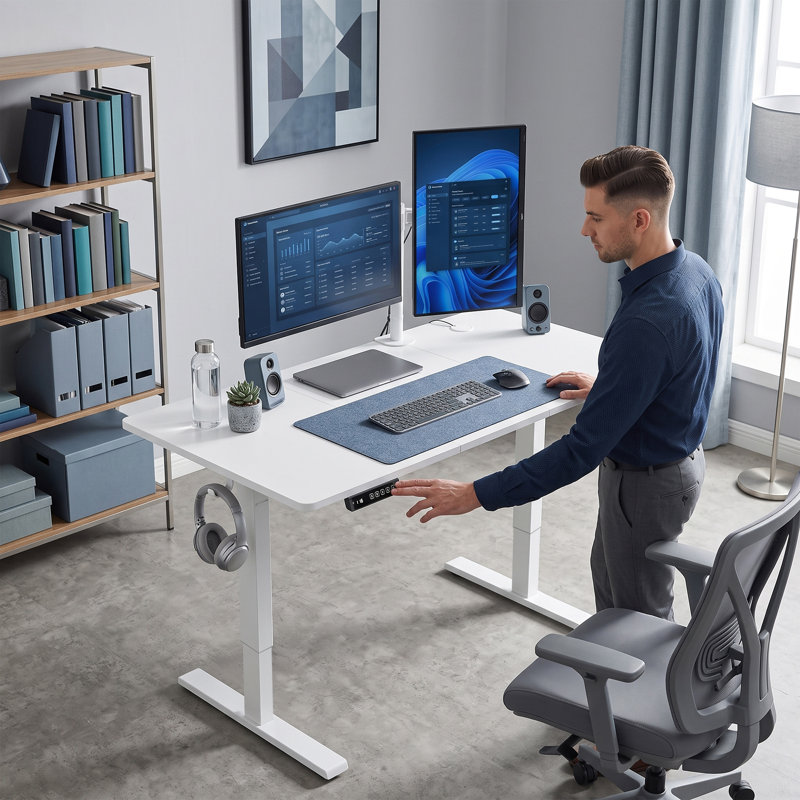 Steel Standing Desk, 118 cm H x 120 cm W x 60 cm D, White