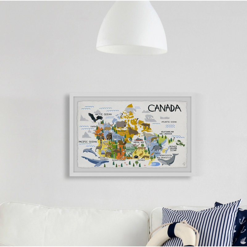 «Claverton 'Canadian Map», reproduction encadrée, H 30 po x l 45 po x P 1,5 po