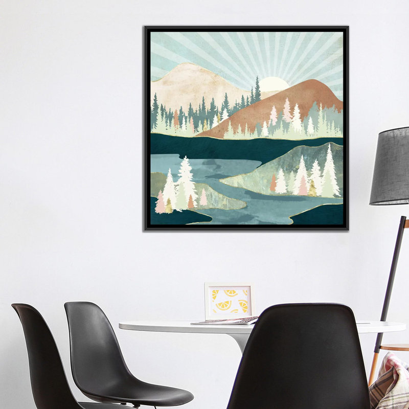 Soleil d'automne - impression, 37" H x 37" W x 1.5" D, Pas de tapis, Black Framed