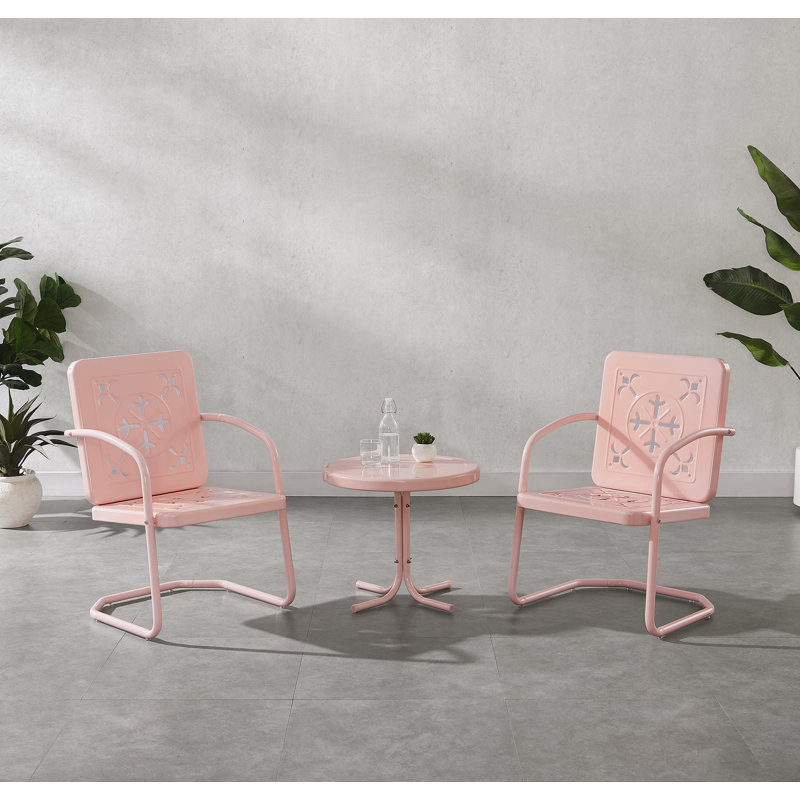 Dadi 3-piece Retro Outdoor Chair Set, Pink