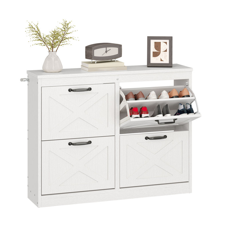 Armoire de rangement pour 24 paires de chaussures avec 4 tiroirs rabattables