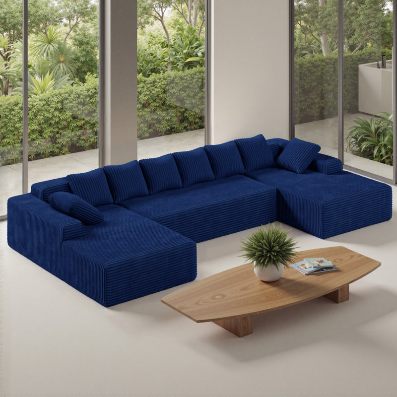 131'' Boneless U Shaped Sectional Couches With Chaise Lounge, No Assembly Required Deep Seat Modular Cloud Sofa For Living Room