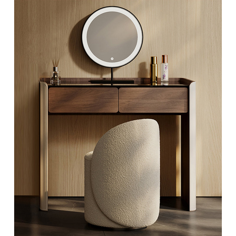 Italian Style Vanity Table With Solid Wood Frame And Large Capacity Storage