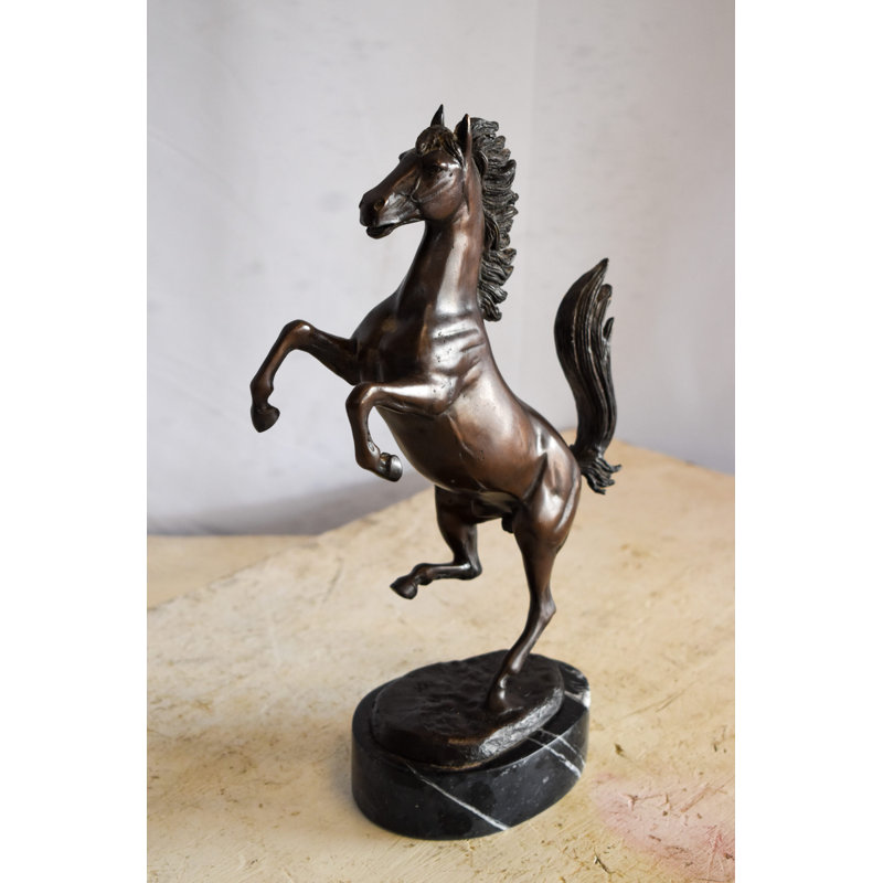 Statue de cheval Altovese en bronze puissant sur pattes arrière en bronze 9 po x 4 po x H 13 po