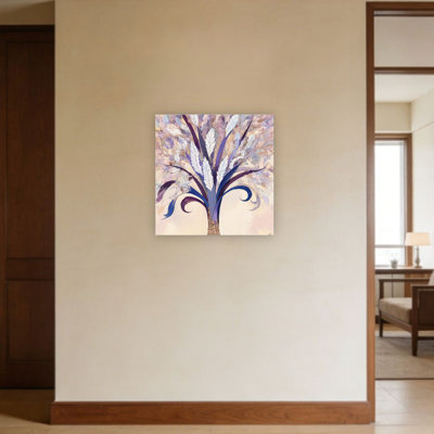 Plume mauve, sans cadre, art mural, 16 x 16