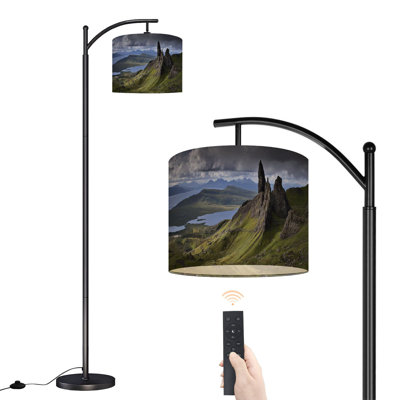 Arc Floor Lamp with Adjustable Lampshade dramatic highland pinnacles old man storr skye scotland Standing Lamp 3 Color Temperatures Dimmable Tall Pole Lamp with Foot Switch for Bedroom