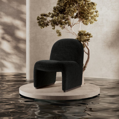 Rikako Mid-century Side Chair with Hardwood Legs
