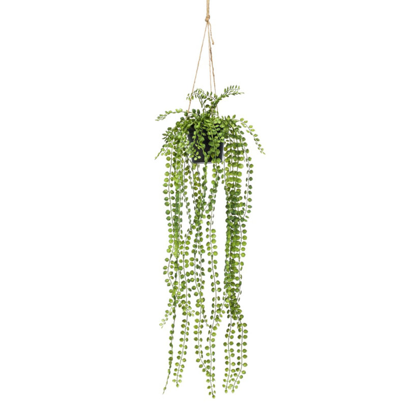 Emerald Artificial Ficus Pumila Hanging Bush in Pot 60cm