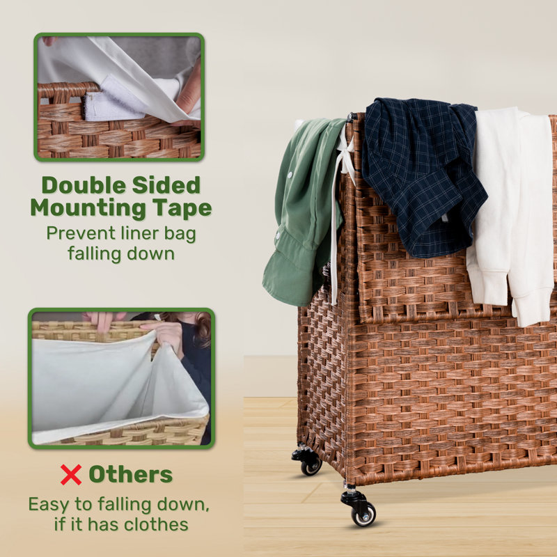 Wicker Laundry Hamper with Handles, Brown